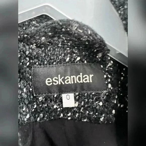 Eskandar Silk Wool Mandarin Collar Button Down Speckled Jacket Coat $1280 - Picture 3 of 5